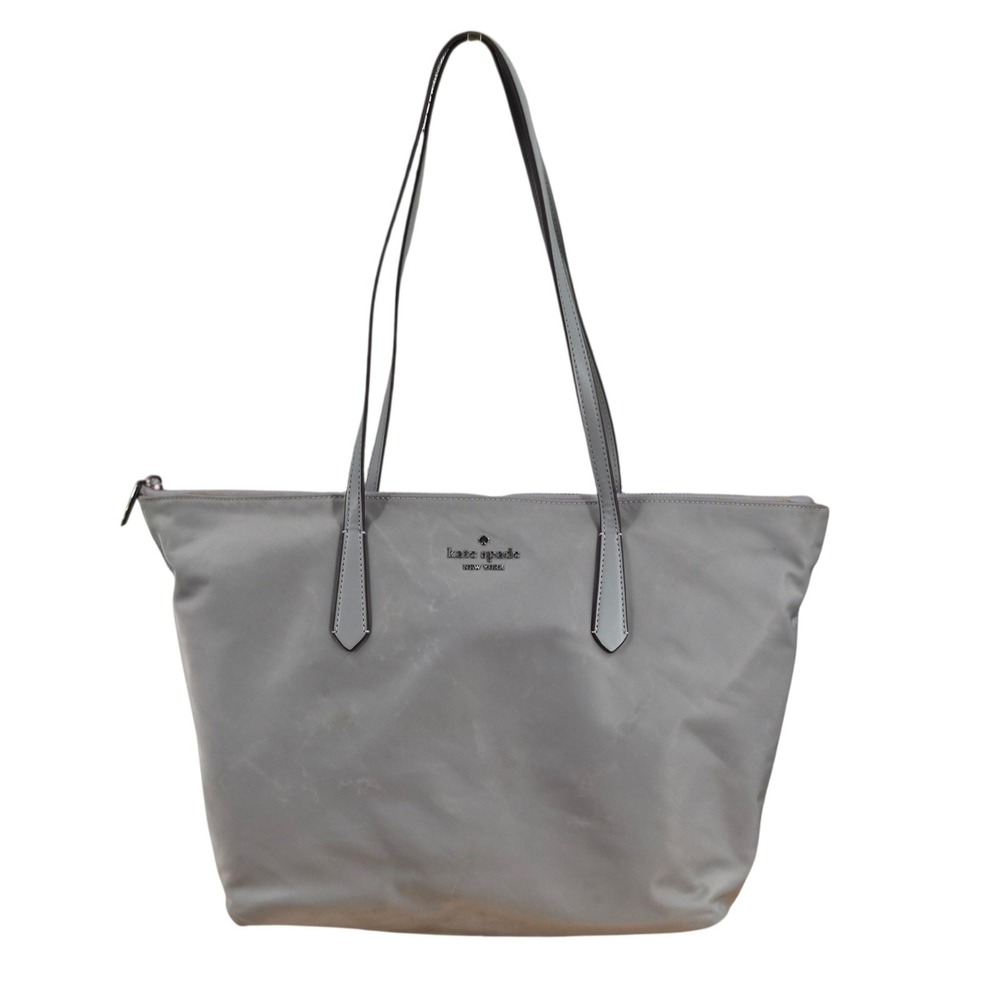 Kate Spade New York Chelsea Grey Nylon Large Tote Bag Shoulder Bag Zip Top FLAWS